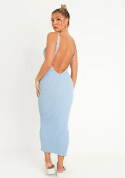 Hot Luella Blue Rib Knit Midi Dress Women Dresses