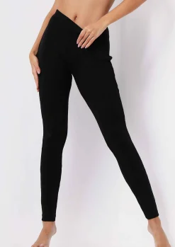 Hot Lyla Black Knitted Ribbed Leggings Women Leggings