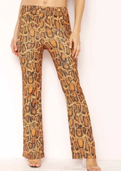 Hot Lynda Orange Snake Print Trousers Women Trousers