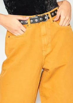 Lynne Mustard Denim Cropped Mom Jeans^Missy Empire Cheap