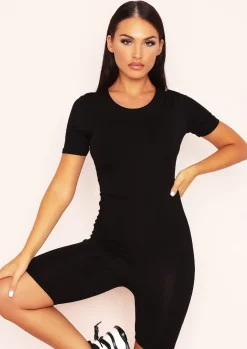 Fashion Madison Black Cycle Shorts All In One Unitard Women Jumpsuits & Playsuits