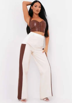 Madison Chocolate Pu Halterneck Crop Top^Missy Empire Best