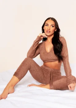 New Maia Mocha Soft Towelling Joggers Women Loungewear