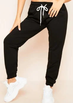 Best Sale Marie Black Drawstring Casual Joggers Women Loungewear