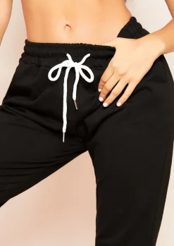 Best Sale Marie Black Drawstring Casual Joggers Women Loungewear