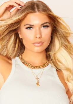 Fashion Marie Gold Cross Chunky Chain Necklace Women Necklaces