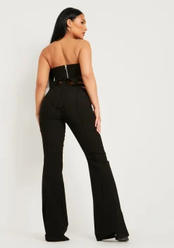 Flash Sale Marlin Black Cut Out Side Wide Leg Trouser Women Trousers