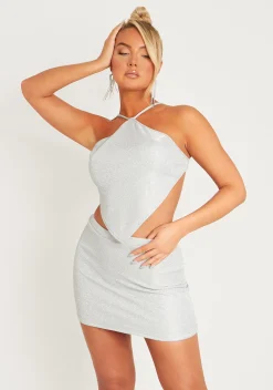 Maryse Silver Glitter Bandana Top^Missy Empire Best Sale