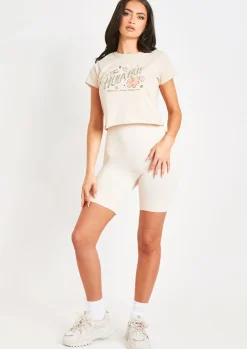 Maya Sand The Hula Hut Cropped Graphic T-Shirt^Missy Empire Fashion