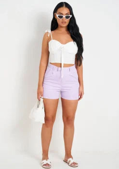 Meilani White Woven Tie Strap Crop Top^Missy Empire Cheap