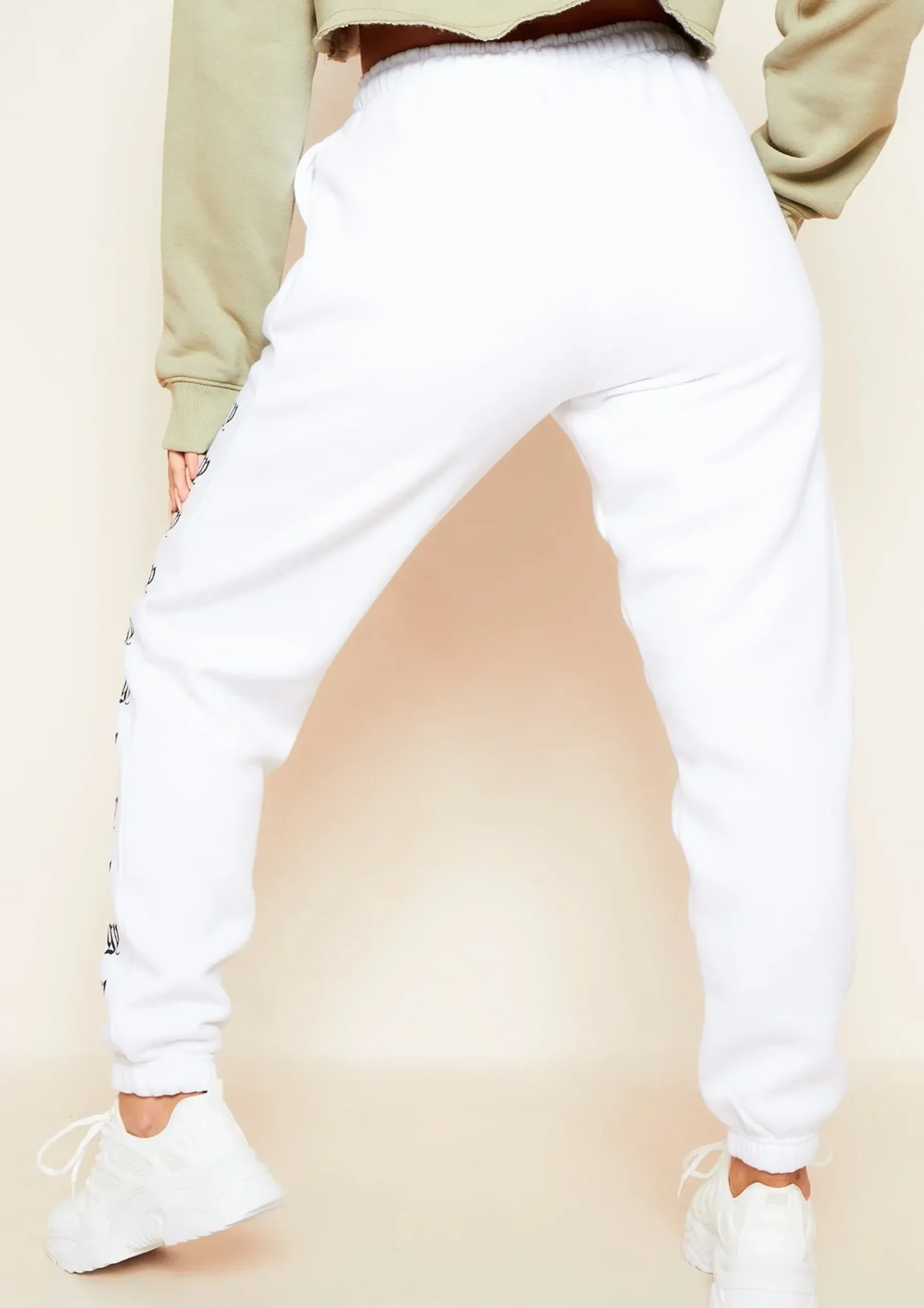 Clearance Melila White And Black Angel Energy Slogan Joggers Women Loungewear