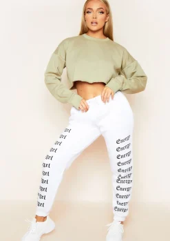 Clearance Melila White And Black Angel Energy Slogan Joggers Women Loungewear