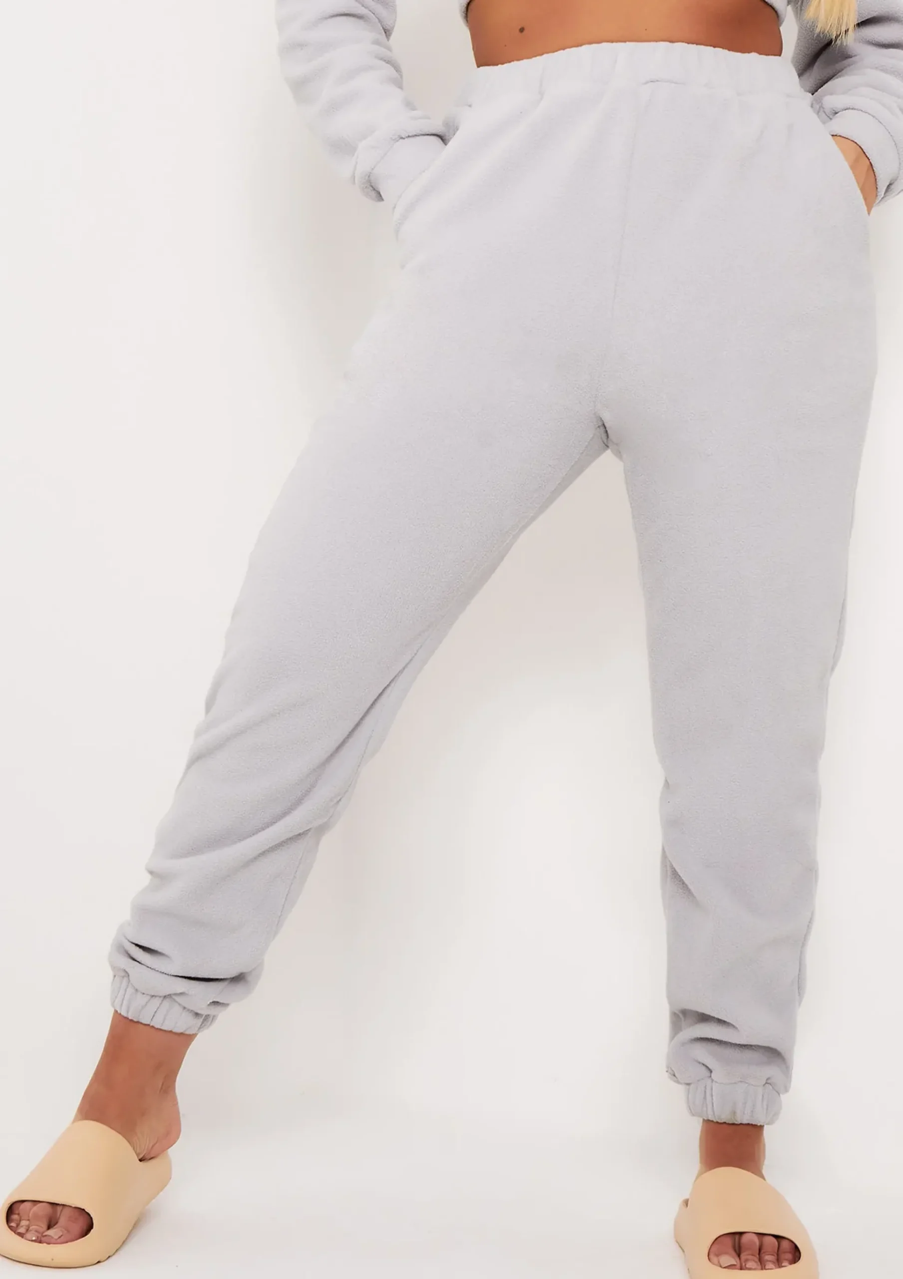 Melina Grey Fleece Joggers^Missy Empire Clearance