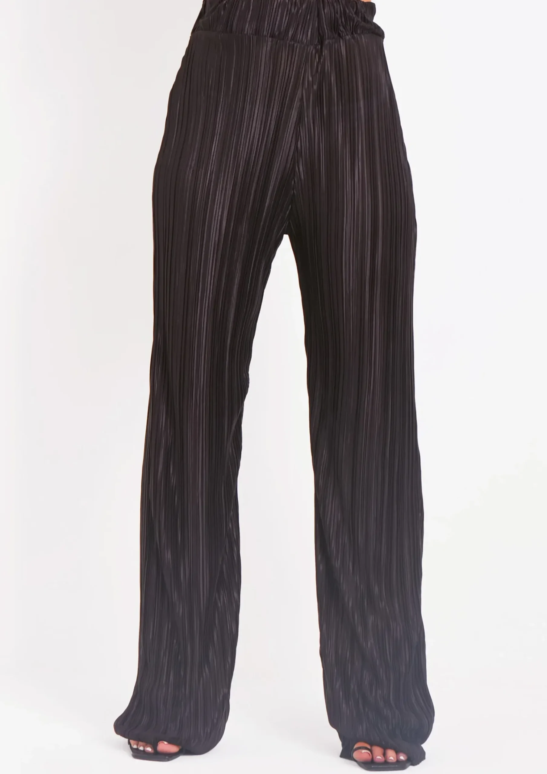Best Sale Mia Black Plisse High Waisted Trouser Women Trousers