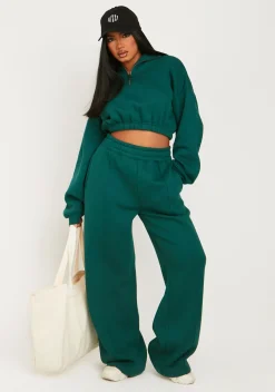 Cheap Millie Green Seam Front Wide Leg Jogger Women Tracksuits