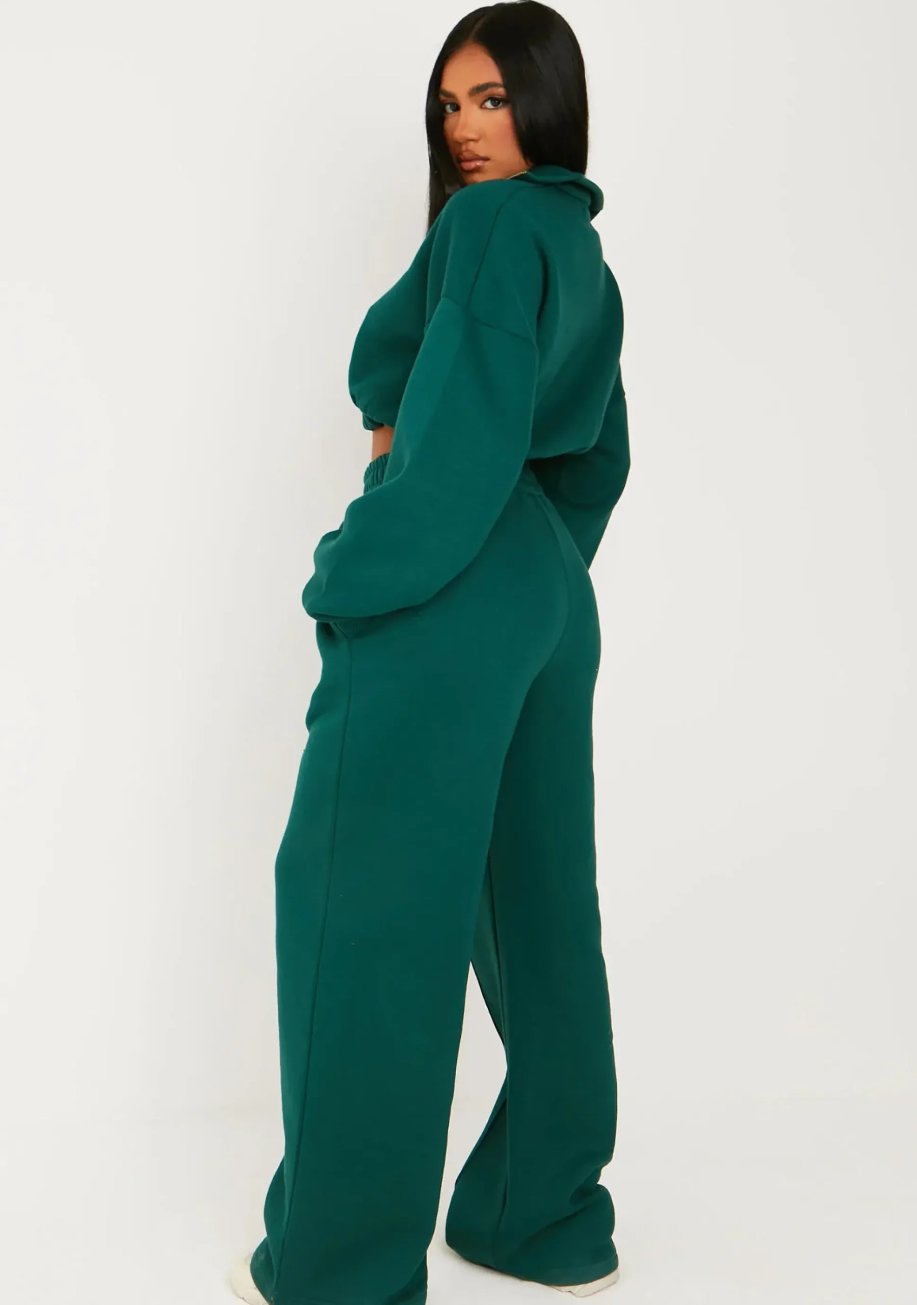 Cheap Millie Green Seam Front Wide Leg Jogger Women Tracksuits