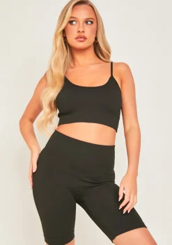 Shop Milly Black Seamless Built In Bra Top And Shorts Set Women Seamless & Shapewear