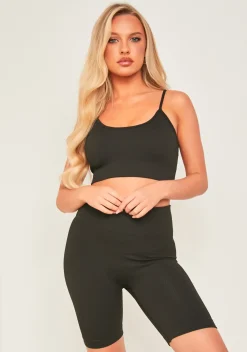 Shop Milly Black Seamless Built In Bra Top And Shorts Set Women Seamless & Shapewear