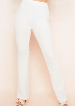 Online Miranda Cream Flare Brushed Ribbed Trousers Women Trousers