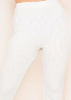 Online Miranda Cream Flare Brushed Ribbed Trousers Women Trousers