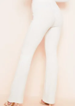 Online Miranda Cream Flare Brushed Ribbed Trousers Women Trousers