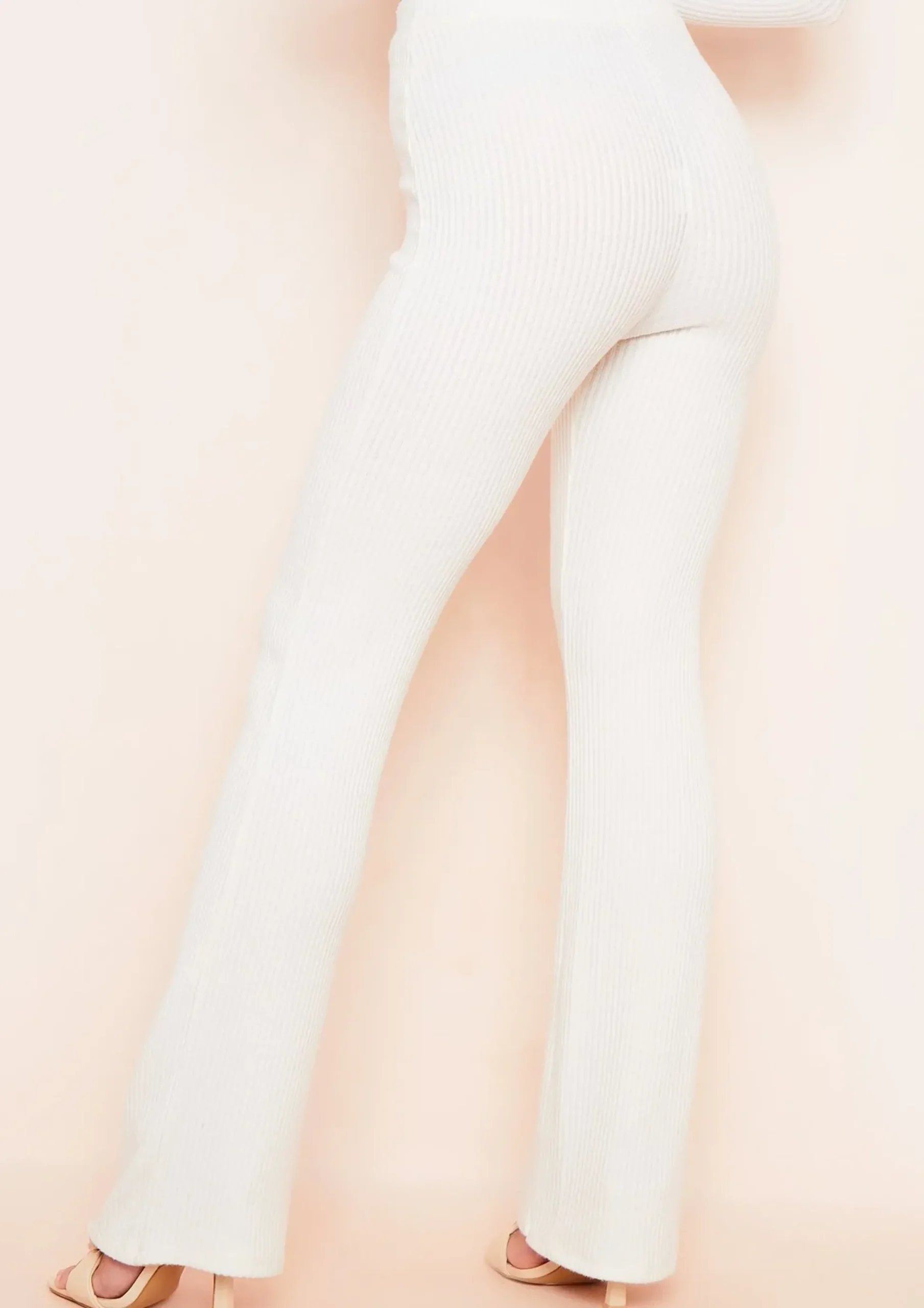 Online Miranda Cream Flare Brushed Ribbed Trousers Women Trousers