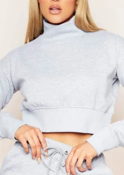 Monica Grey Thick High Neck Cropped Jumper^Missy Empire Shop