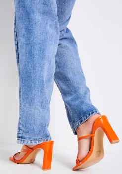 Shop Mya Orange Square Toe Strappy Mules Women Heels