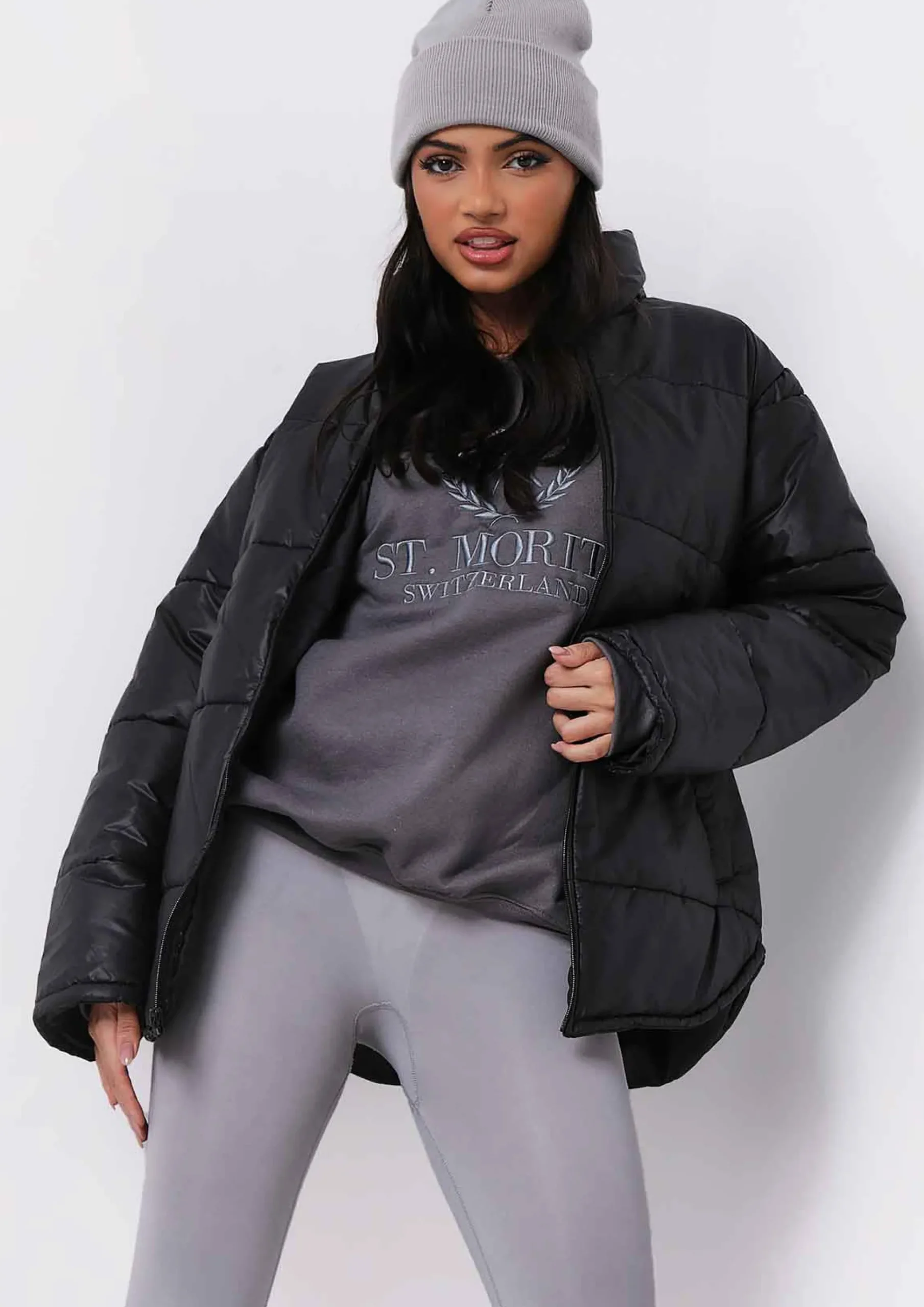Nalia Black Oversized Puffa Coat^Missy Empire Store