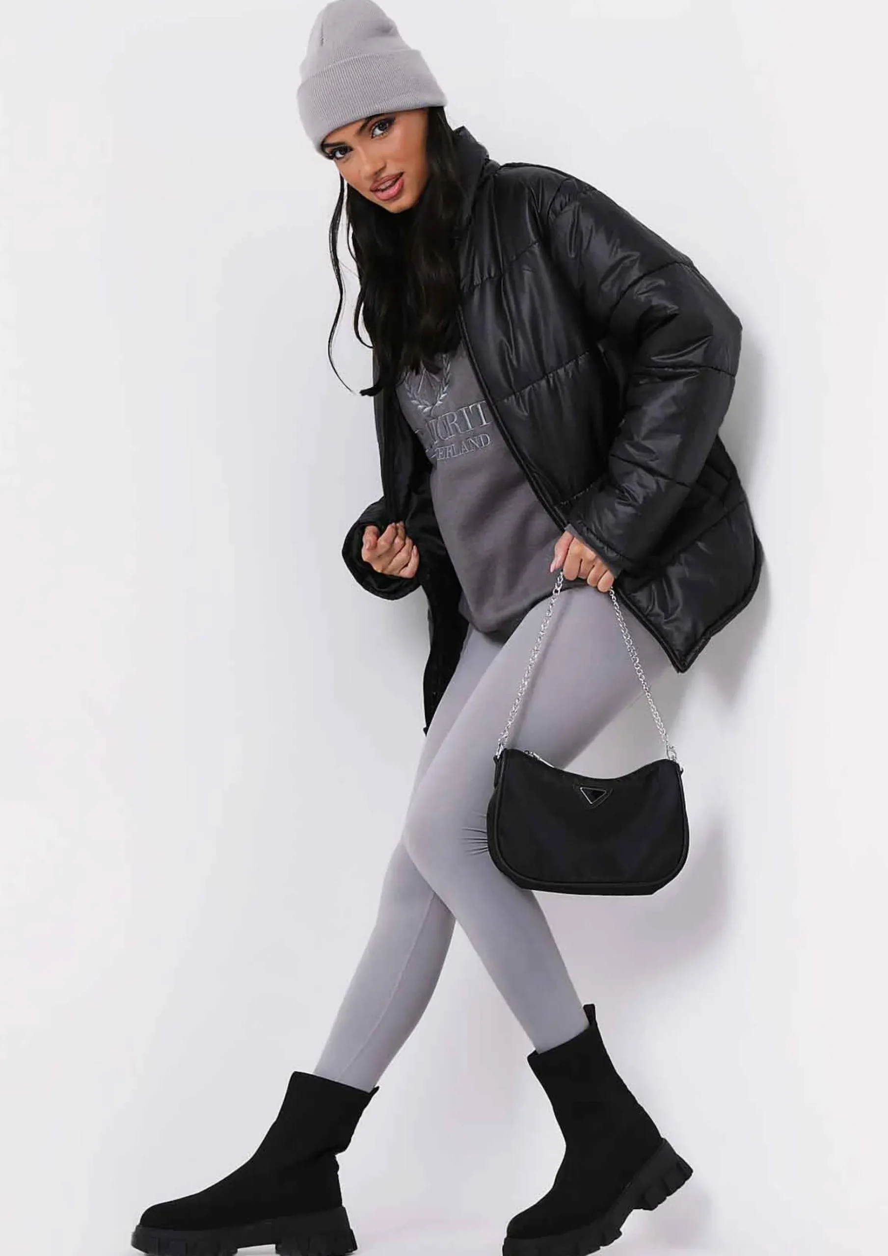 Nalia Black Oversized Puffa Coat^Missy Empire Store