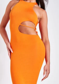 Discount Naomi Orange Racer Back Thong Side Maxi Dress Women Dresses