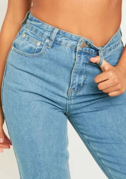 Naomi Vintage Wash Straight Leg Seam Detail Jeans^Missy Empire Discount