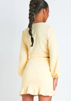 Nara Buttermilk Frill Woven Skirt With Side Ruching^Missy Empire Outlet