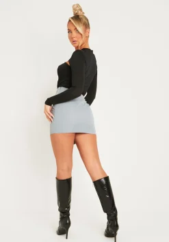 Natasha Grey Wrap Tailor Mini Skirt^Missy Empire Discount