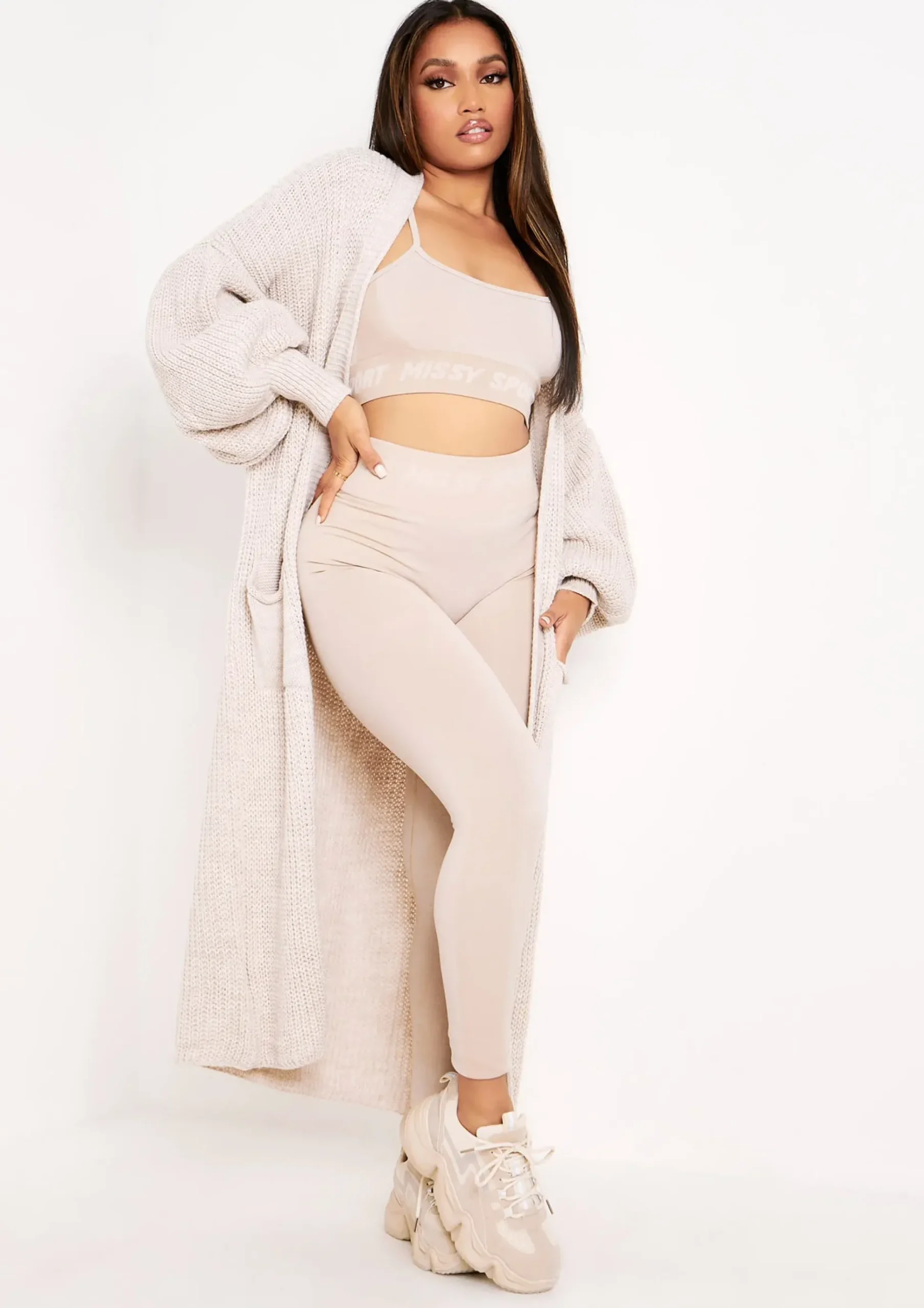 Cheap Nathalie Beige Balloon Sleeve Knitted Cardigan Women Loungewear