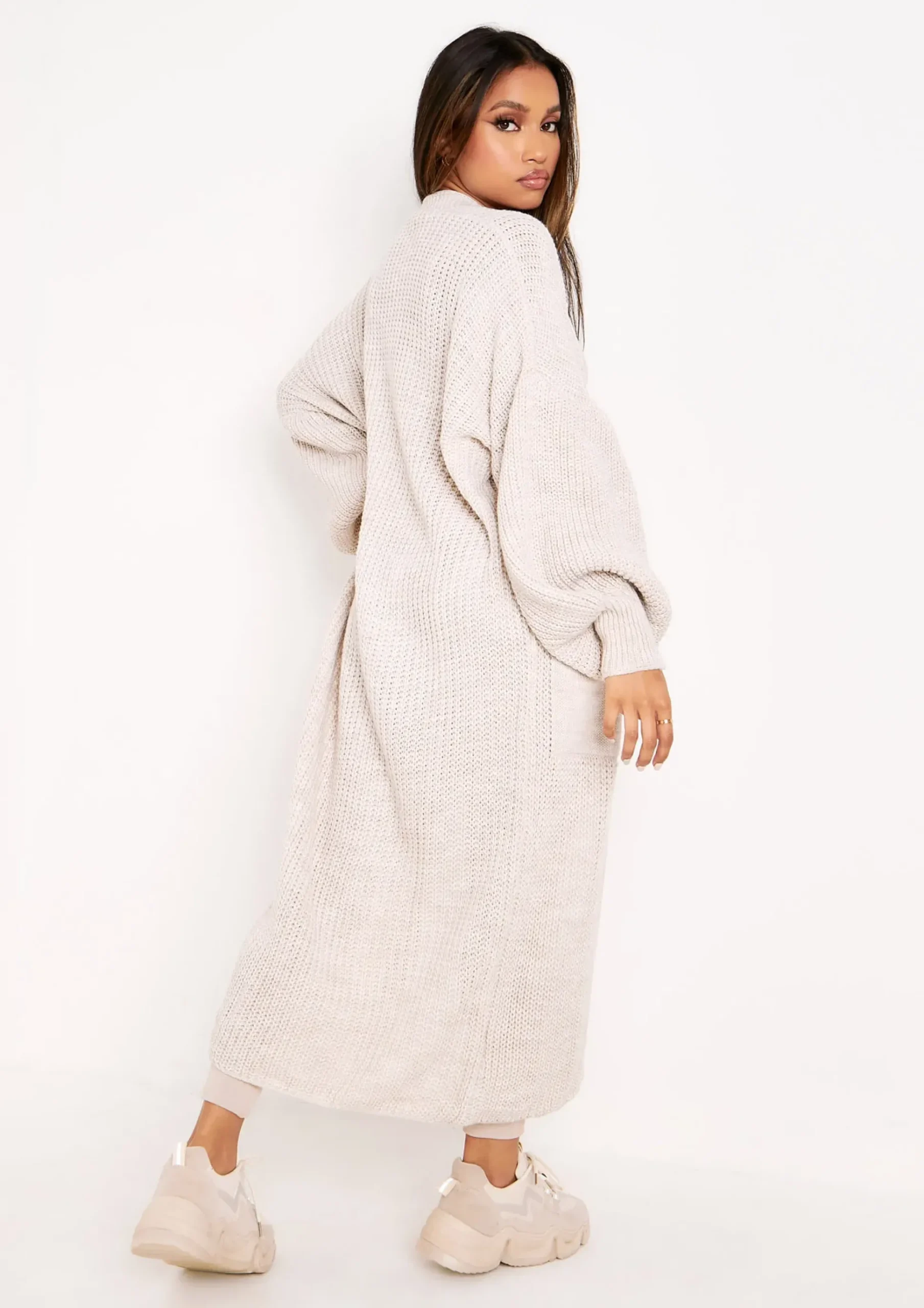 Cheap Nathalie Beige Balloon Sleeve Knitted Cardigan Women Loungewear