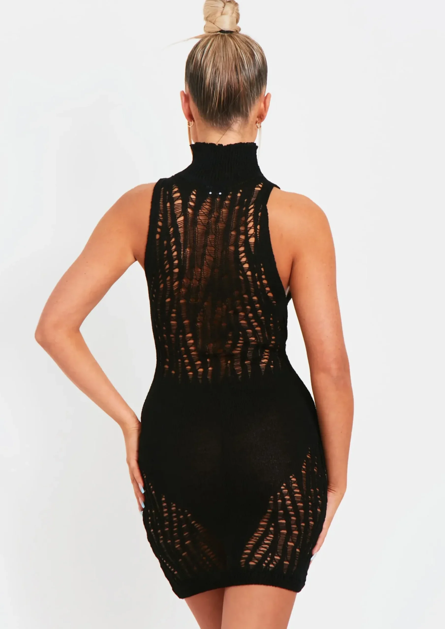 Sale Naya Black Cut Out Laddered Mini Dress Women Dresses