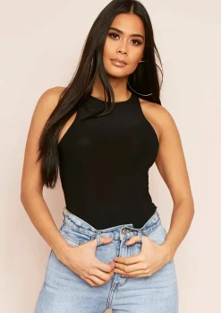 Naya Black Soft Racer Bodysuit^Missy Empire Online