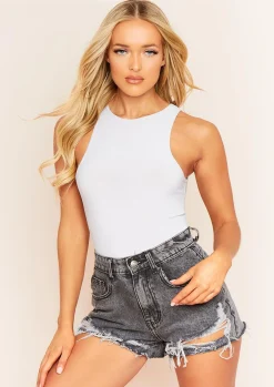 Naya Grey Soft Racer Bodysuit^Missy Empire Store