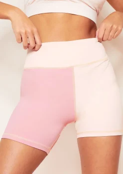 Online Nia Pink Missy Sport Colour Block Gym Shorts Women Shorts
