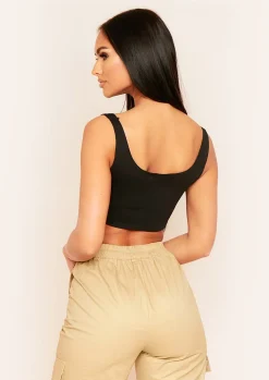 Nicanora Black Basic Cropped Vest^Missy Empire Shop