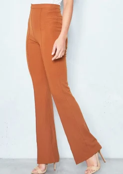 Fashion Nikita Rust High Waist Straight Leg Trousers Women Trousers