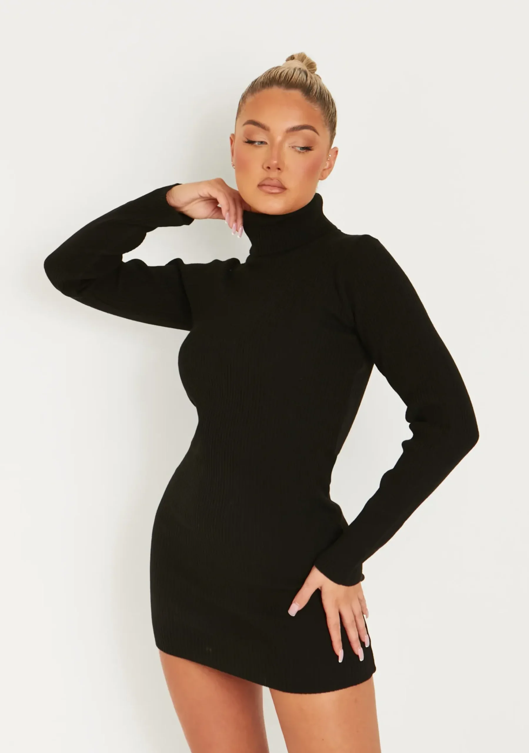 Cheap Nikita Black Roll Neck Knitted Mini Dress Women Dresses