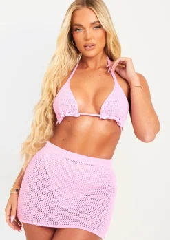 Nova Pink Crochet Mini Skirt^Missy Empire Flash Sale