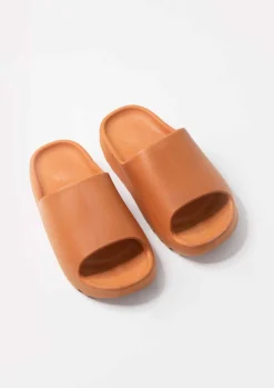Store Odessa Orange Rubber Ribbed Sole Sliders Women Sandals
