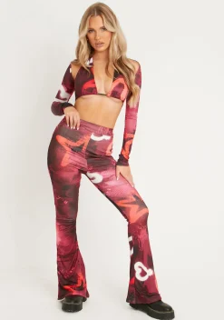 Store Odette Graffiti Print Flared Trousers Women Trousers