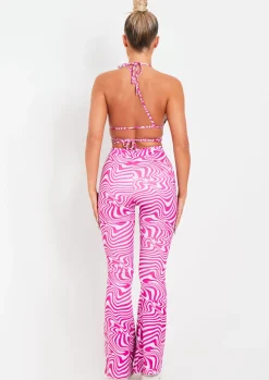 Best Odette Purple Swirl Print Flared Trousers Women Trousers