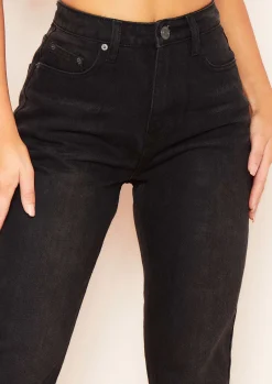 Olivia Black Raw Hem Denim Mom Jeans^Missy Empire Flash Sale