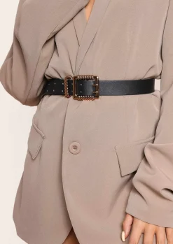 Cheap Pamela Black Twisted Buckle Belt Women Belts