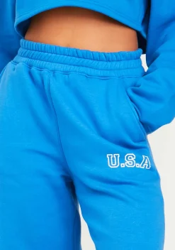Cheap Paris Blue Straight Leg Jogger Women Tracksuits